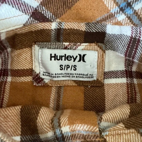 NWOT Hurley “A Road to Nowhere” Plaid Flannel Shirt Men’s Small - Picture 5 of 7